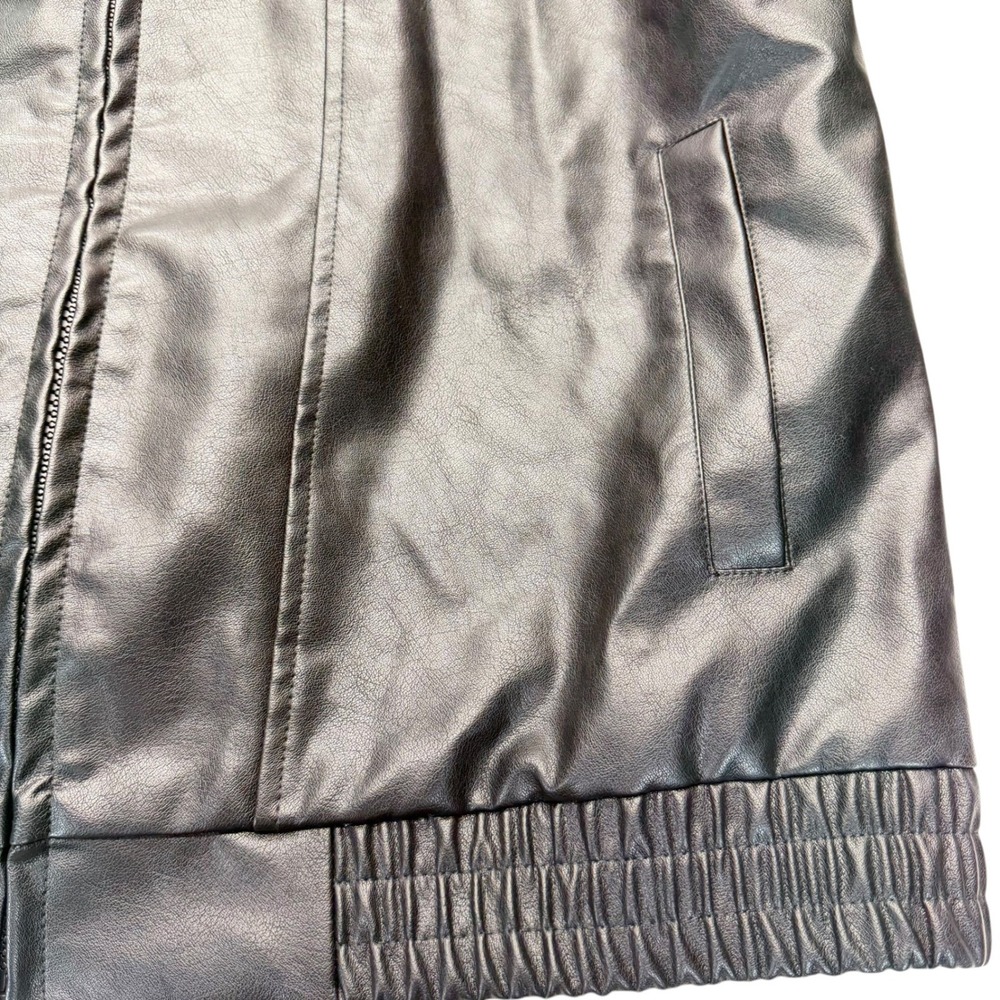 Sampeel Jacket Mens L Black Faux Leather‎ Bomber Zip Up Casual - Picture 7 of 13